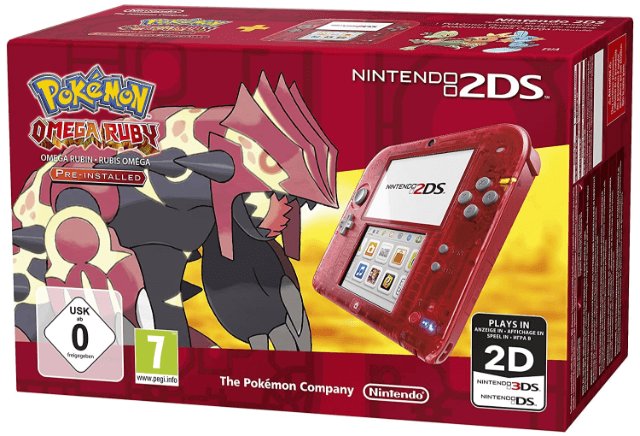 2DS Console Pokemon Omega Ruby Edition box art for Nintendo 3DS